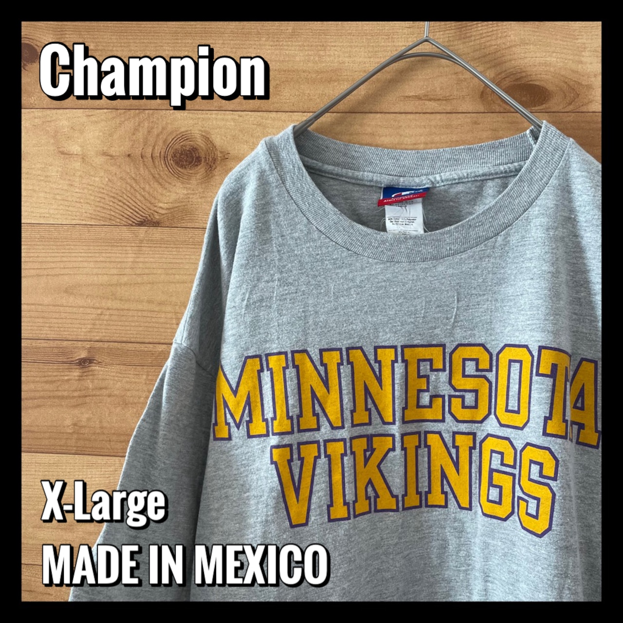 【champion】NFL ミネソタバイキングス ロゴ Tシャツ XL オーバーサイズ チャンピオン US古着