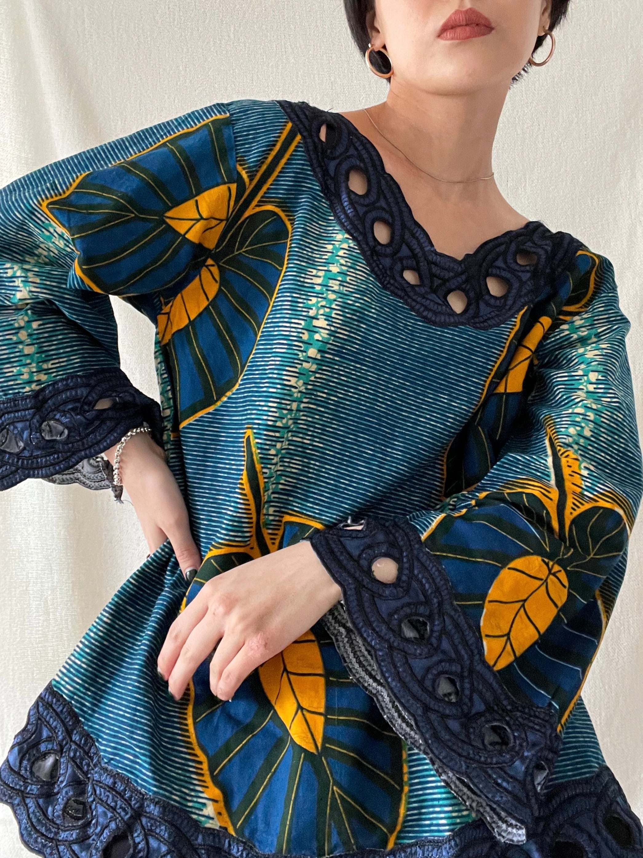 african batik tops アフリカンバティック 総柄 個性 レディース ...