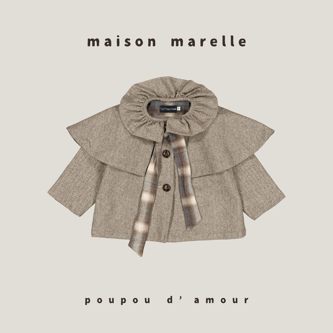 18m~5y送料無料 【予約】maison marelle|Jacket DURET- taupe chevron| (11月上旬以降入荷予定)