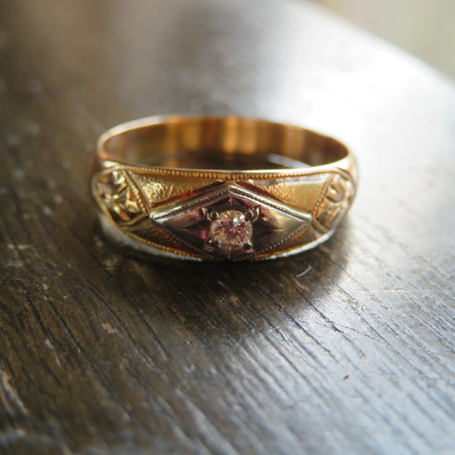 ヴィンテージ K18プラチナコンビ　ダイヤモンドリング