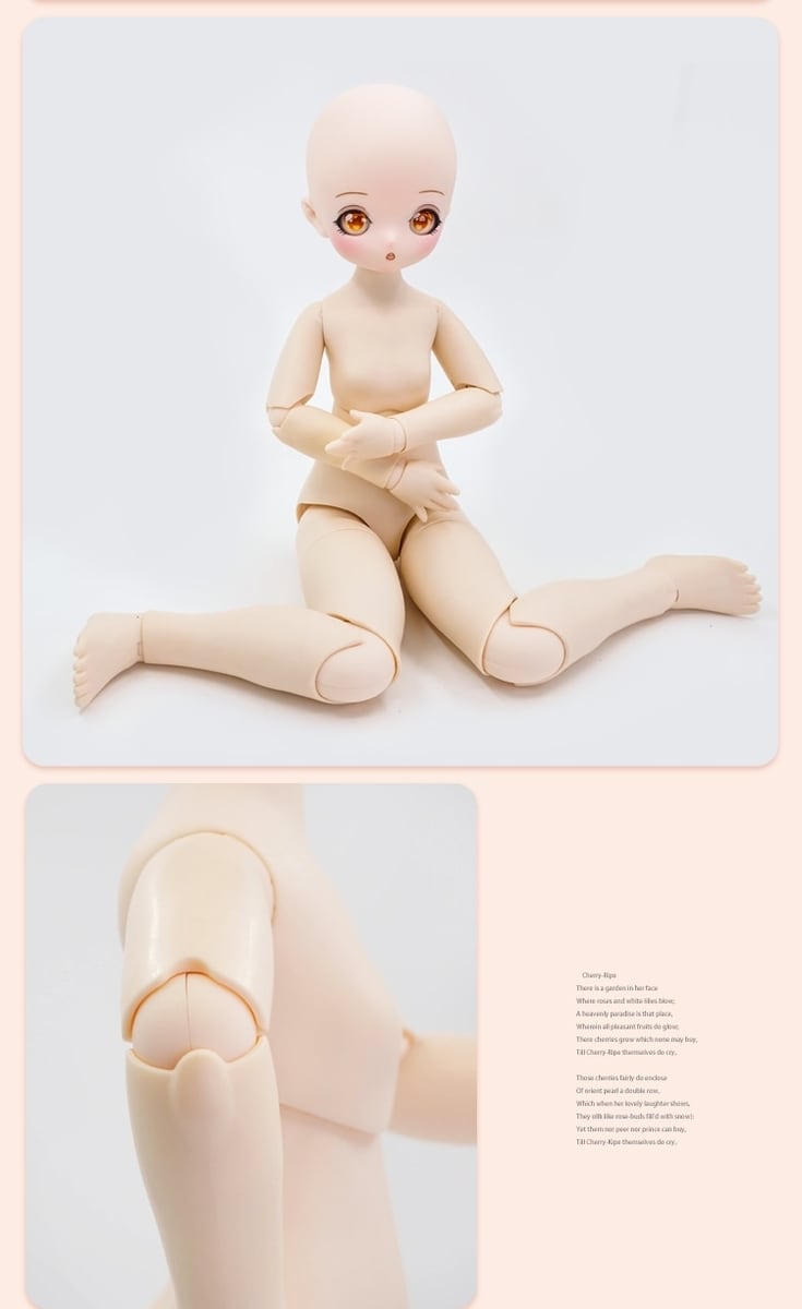 カスタムドール 素体 1/4 40cm ボディー ヘッド メイクアップなし BJD
