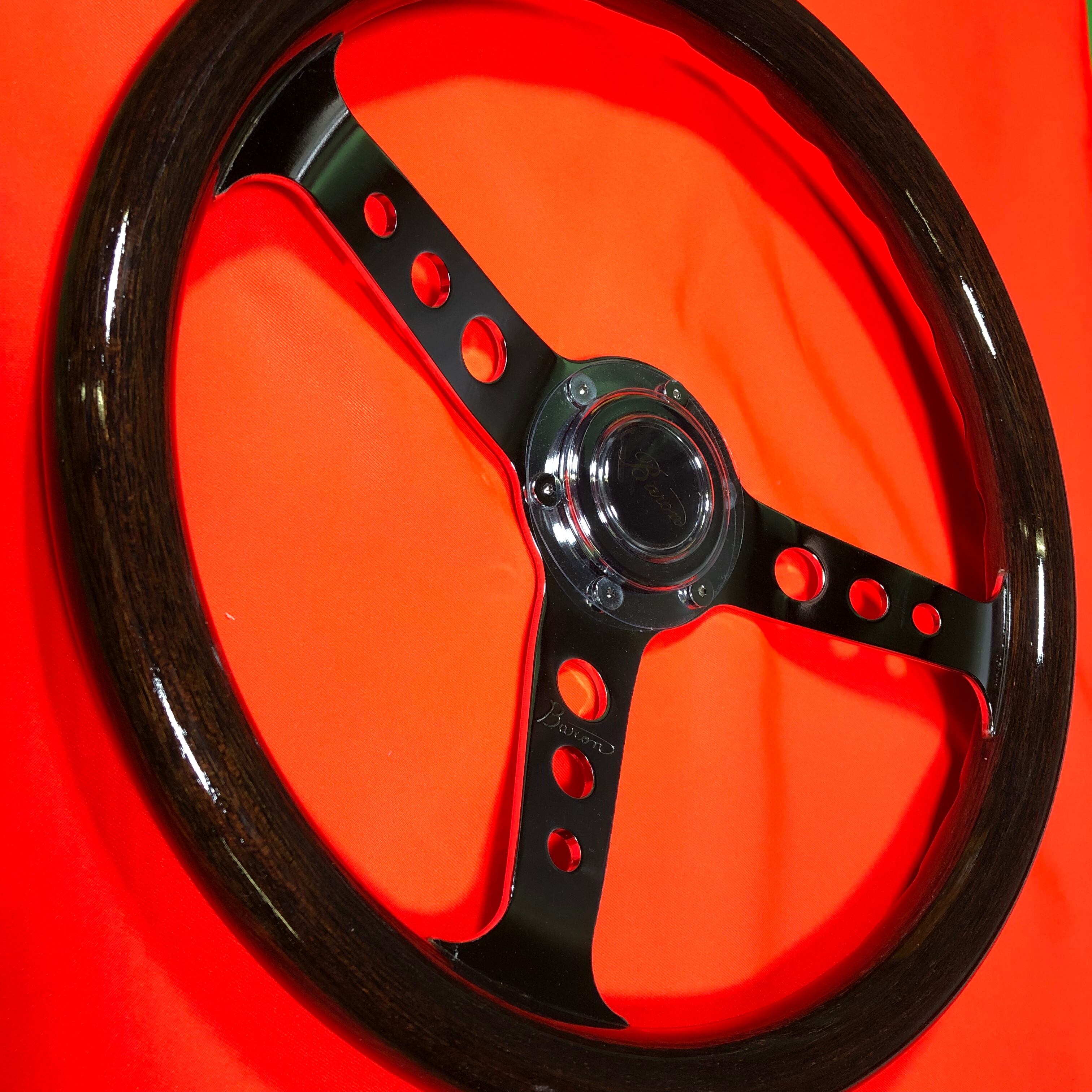 当時物　ウッド製　32Φ 3スポークステアリングホイール Amazon | VEHSUN 直径380mm 車用 ウッド ステアリング ハンドル