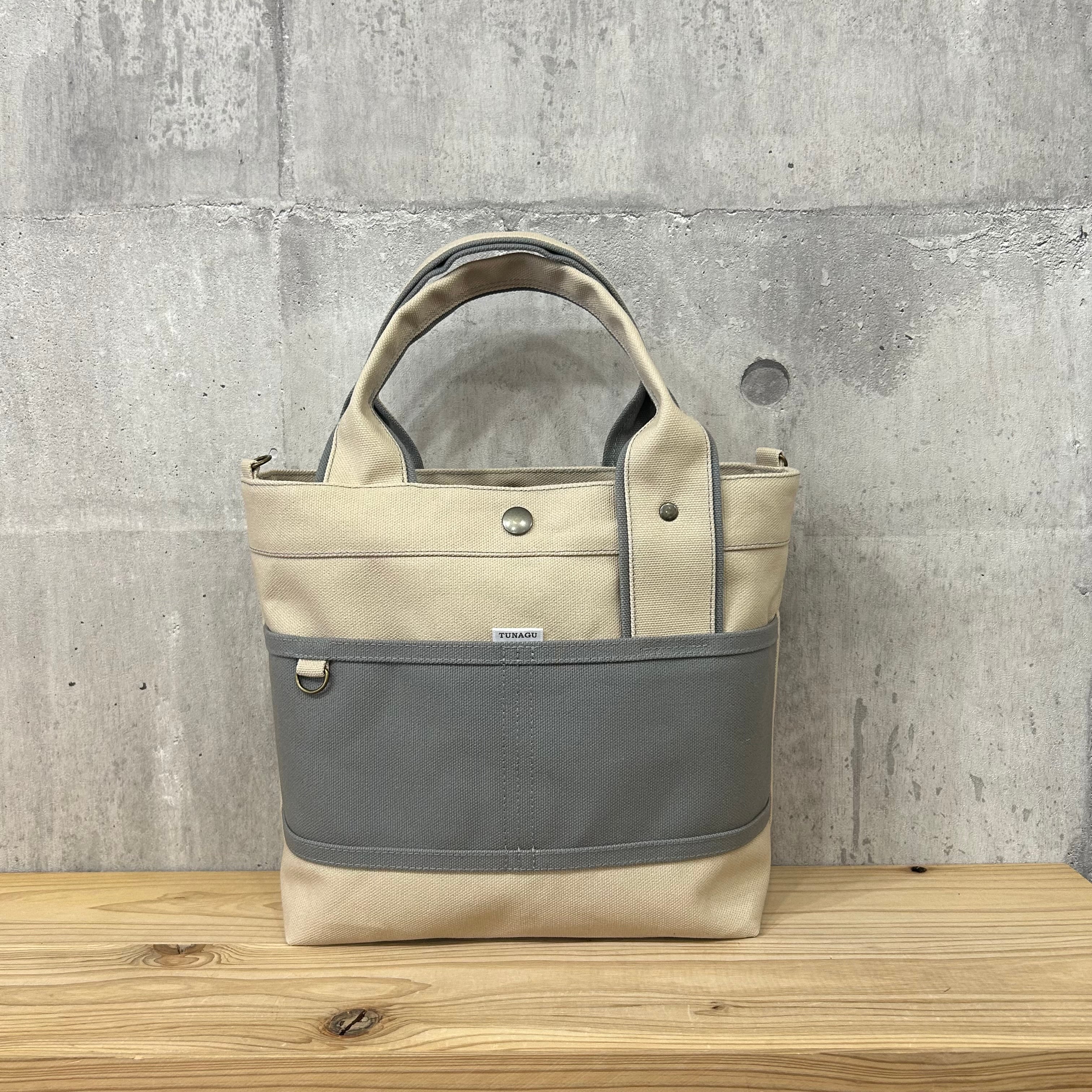 人気No.1.▽Bi Color Tote "M"【グレーベージュ×グレー】