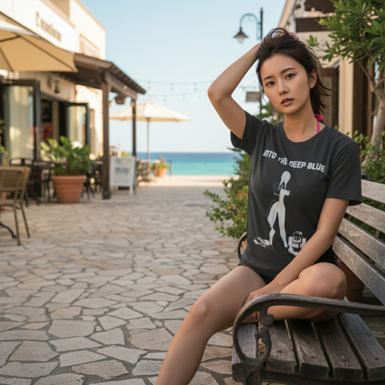 INTO THE DEEP BLUE-Tシャツ・レディース(スミ) - 5