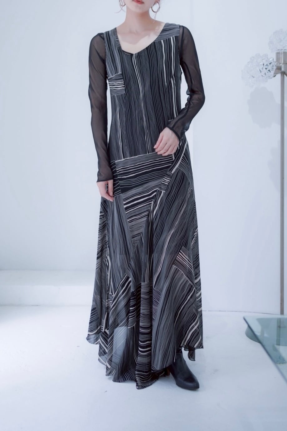 random flare stripe dress