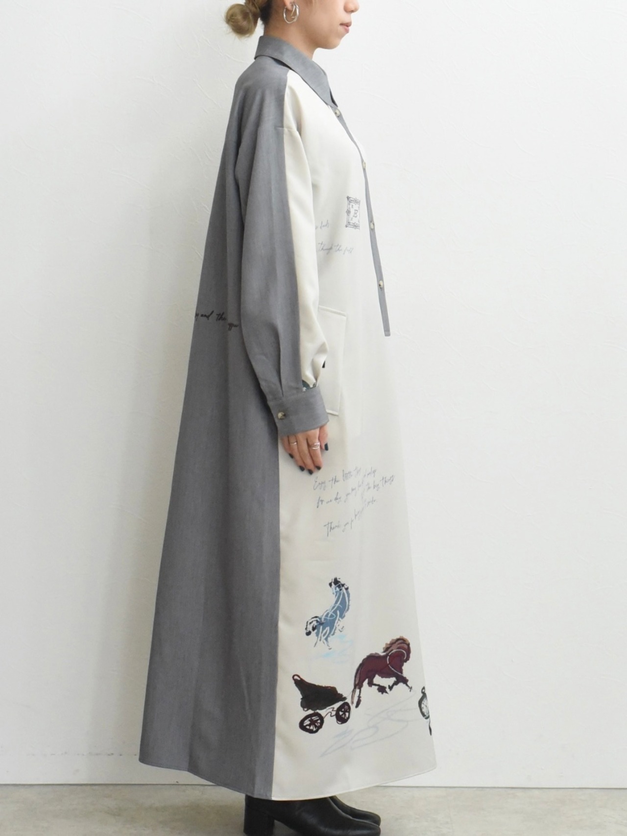 エイミーロウ  Eimee Law テキスト馬柄ptベルテットシャツOP