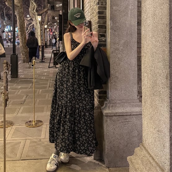 BOHEMIAN SEOUL] LOOSE BOAT NECK DRESS, BLACK 正規品 韓国