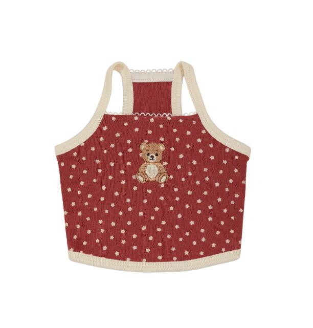 予約【Sallys】Vintage bear top (Moody wine)