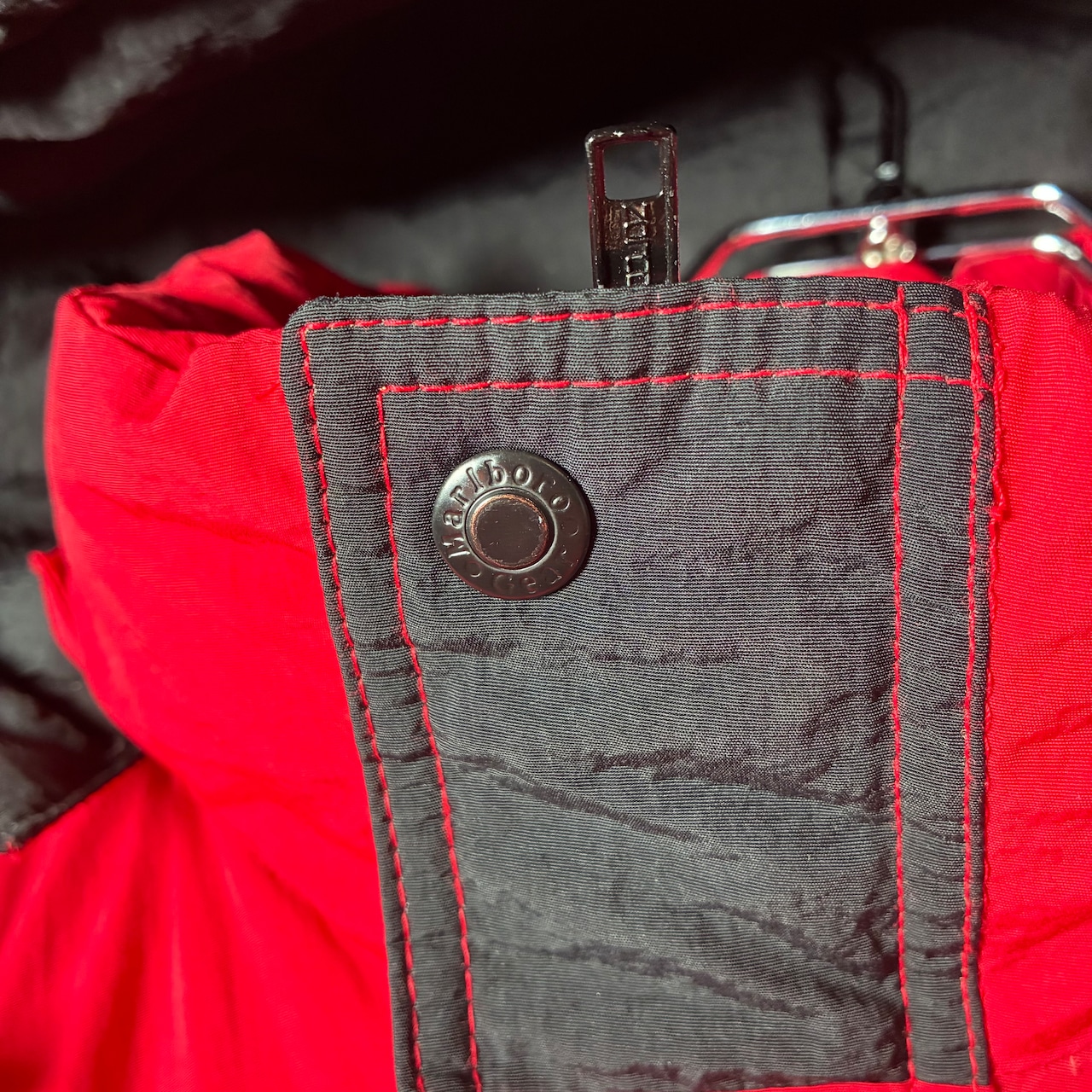 90s Marlboro ダウンジャケット マウンテンパーカー 赤 ドローコード ダブルジップ