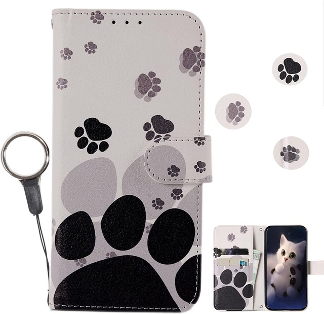 Pixel 8A用のケース 手帳型 ピクセル 8a ケースかわいい 猫 ストラップ付き おしゃれ かわいい スマホケース 携帯カバー カード収納 財布型 人気 TPUスタンド機能 かっこいいホワイト