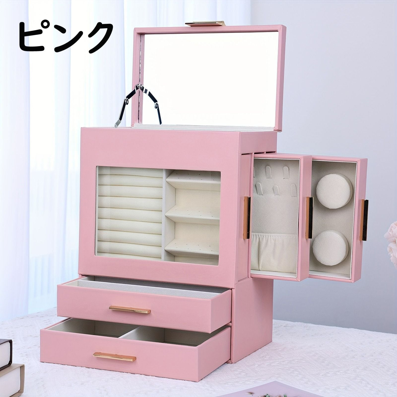 mao nail ピンク収納ボックス ミラー付き クリアランス mao nail ピンク収納ボックス ミラー付き セルフネイルで