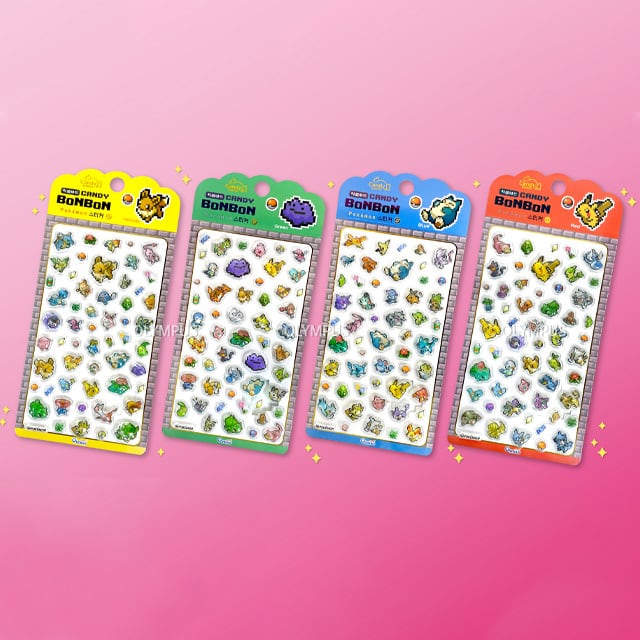 韓国限定 ポケモン】ピクセルアートキャンディボンボン立体シール (4枚