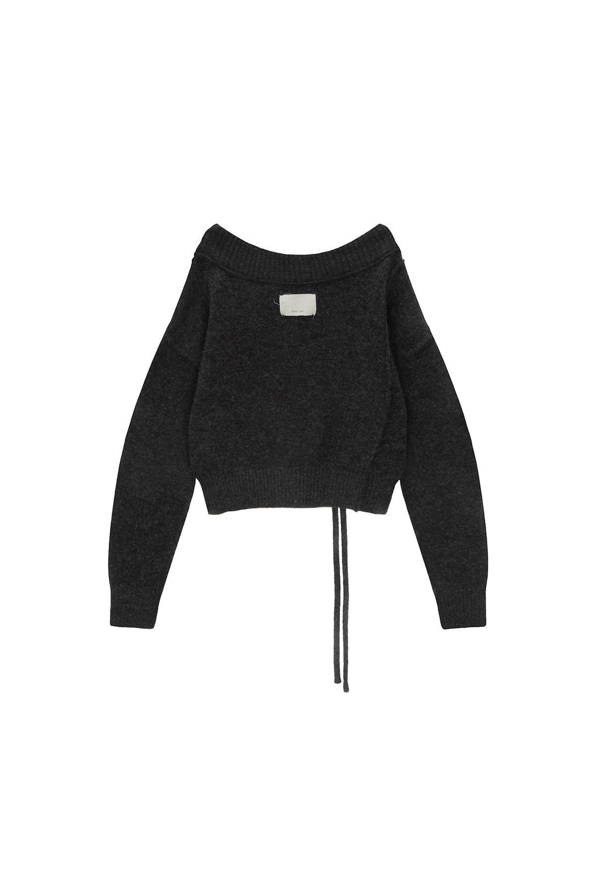 Matin Kim] OFF SHOULDER STRING KNIT PULLOVER IN CHARCOAL 正規品