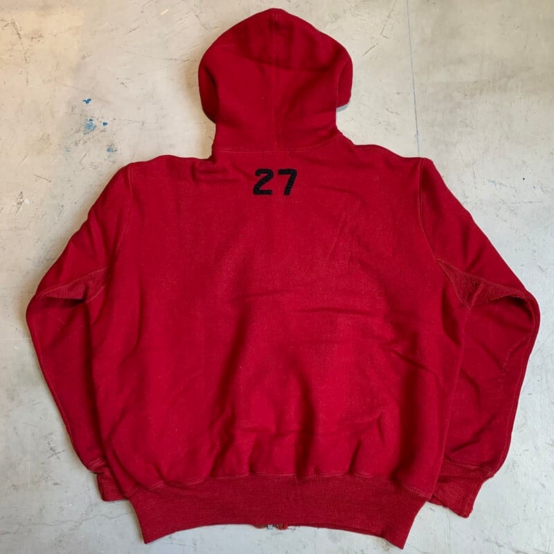 30's~ O'Shea ウールスウェットジップアップパーカー ダブルフェイス ナンバリングパッチ フェルト エンジ TALON コの字 スペシャル ATHLETIC KNITTING WEAR 虫食い 46 大き目 希少 ヴィンテージ BA-1210 RM1579H