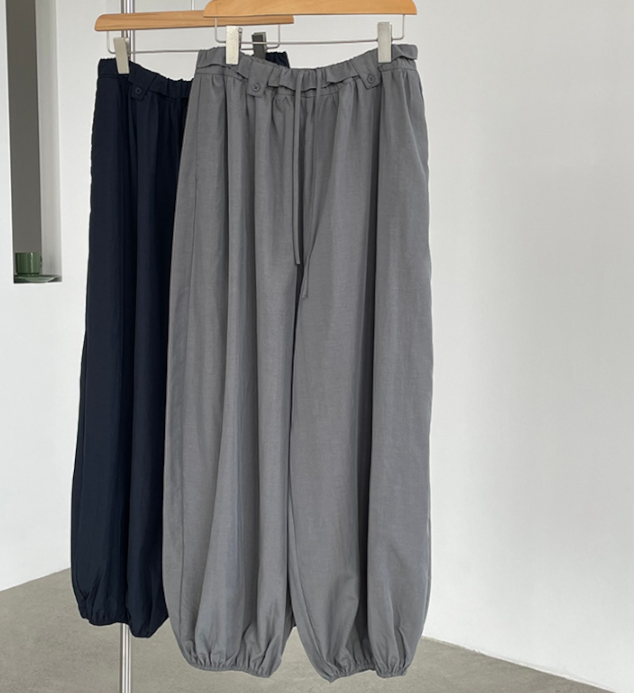 リネン混 バルーンワイドパンツ