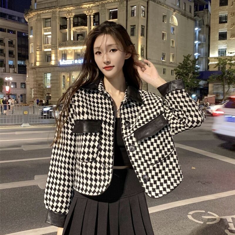 スタンダードジャケット オータムウィンターショートカーディガン レトロ 秋物 冬物 萌量不足95123758865