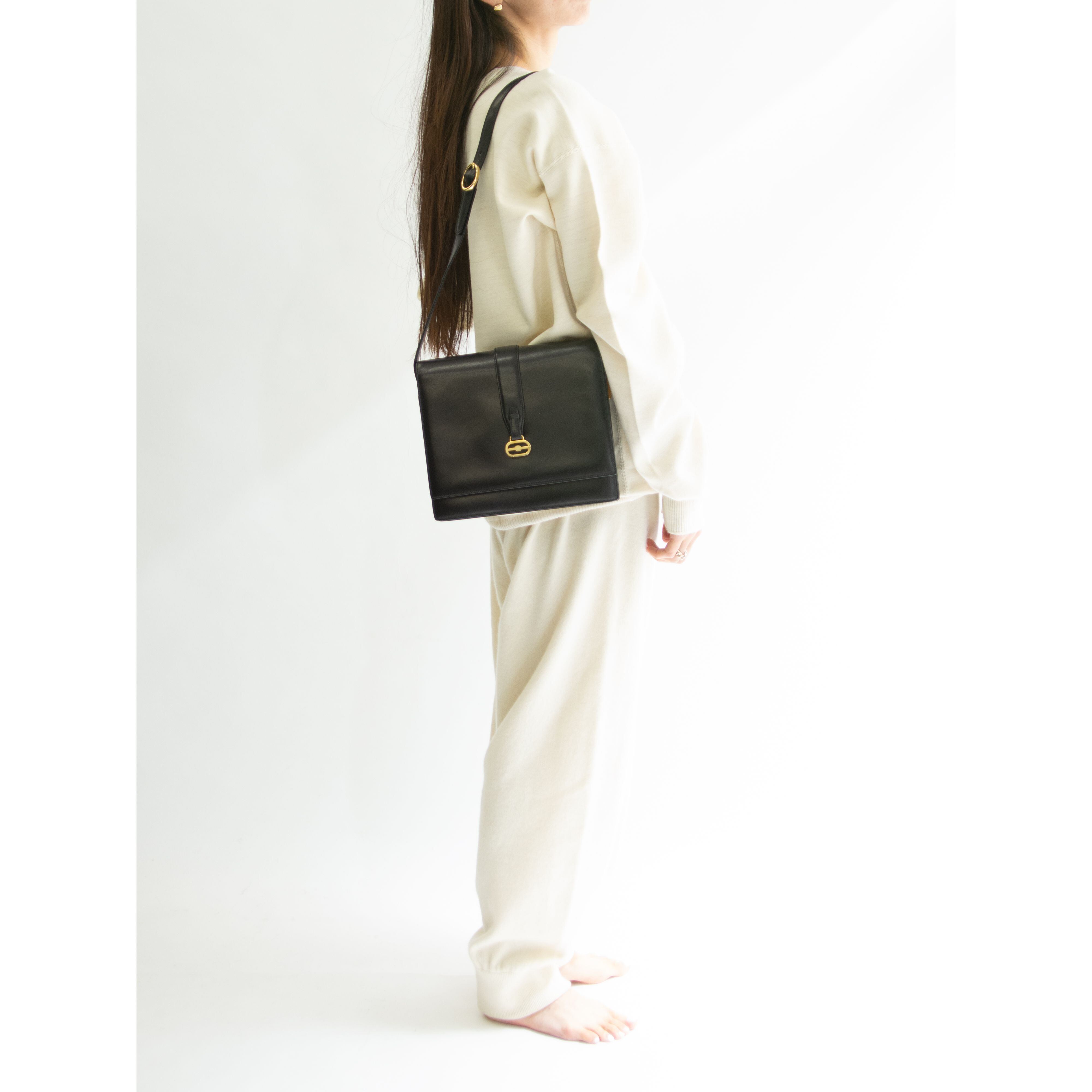 【Made in Italy】70's crossbody leather classic bag（イタリア製 レザークロスボディバッグ ショルダー）11b