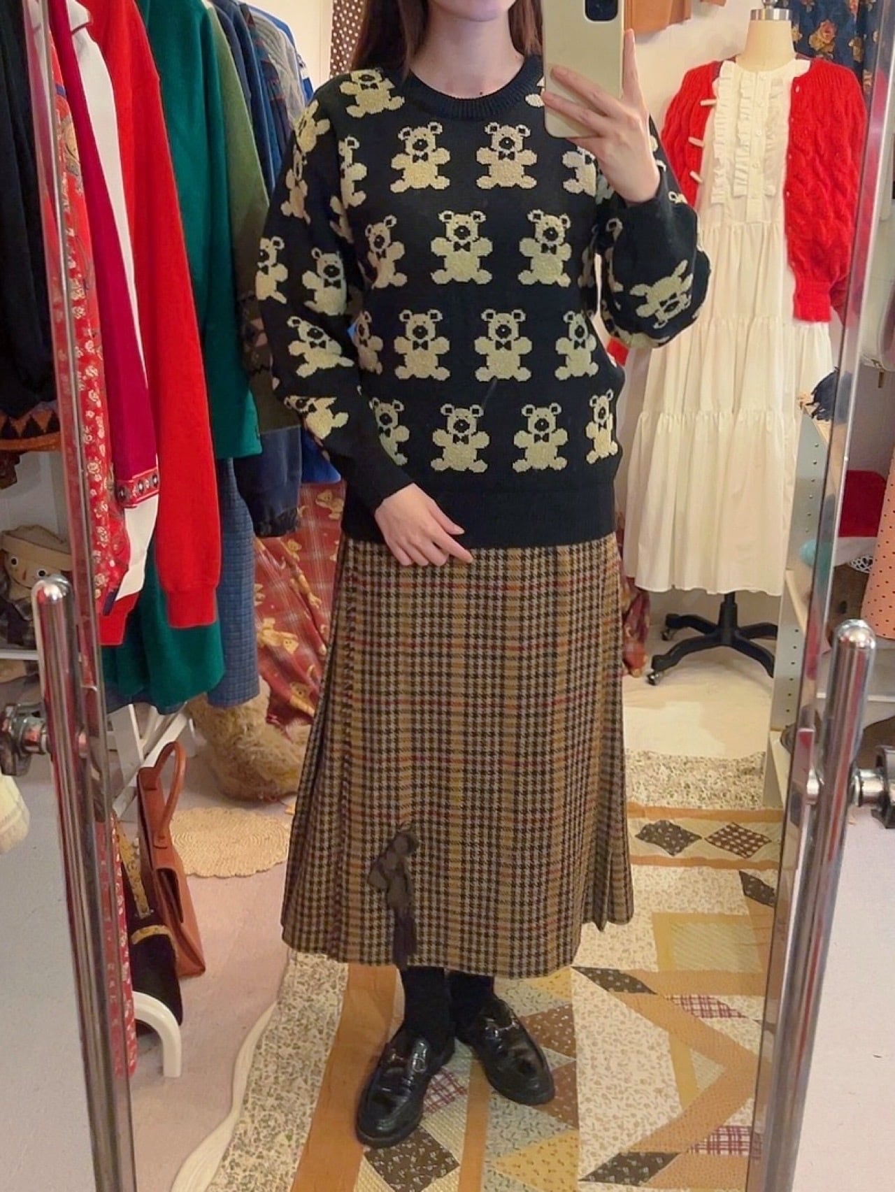 ribbon bear jacquard knit sweater