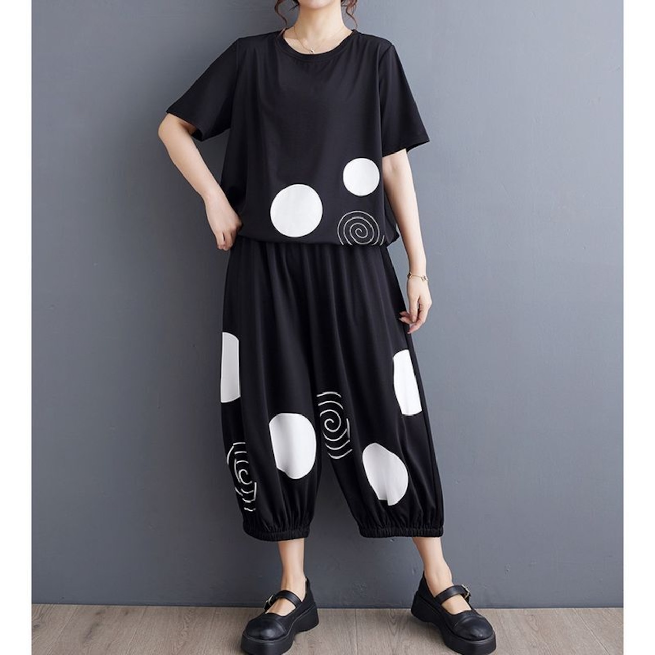 ドット&渦巻き Tシャツ キュロット セレクト30131