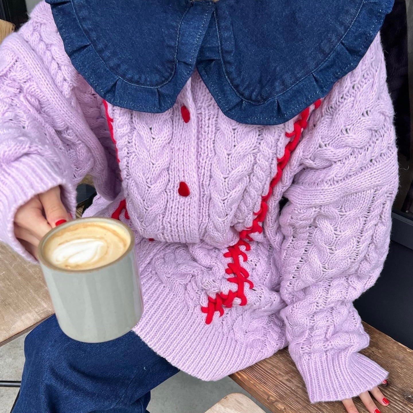 ハートボタンビッグシルエットニットカーディガン_LN01612 | lanan(ラナン)