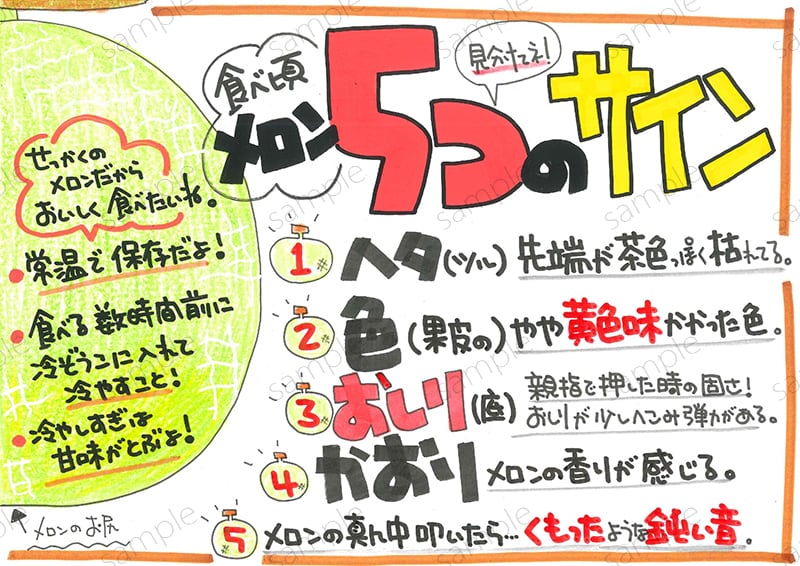 食べ頃メロン5つのサイン