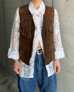 70s~80s vintage suède fringe vest