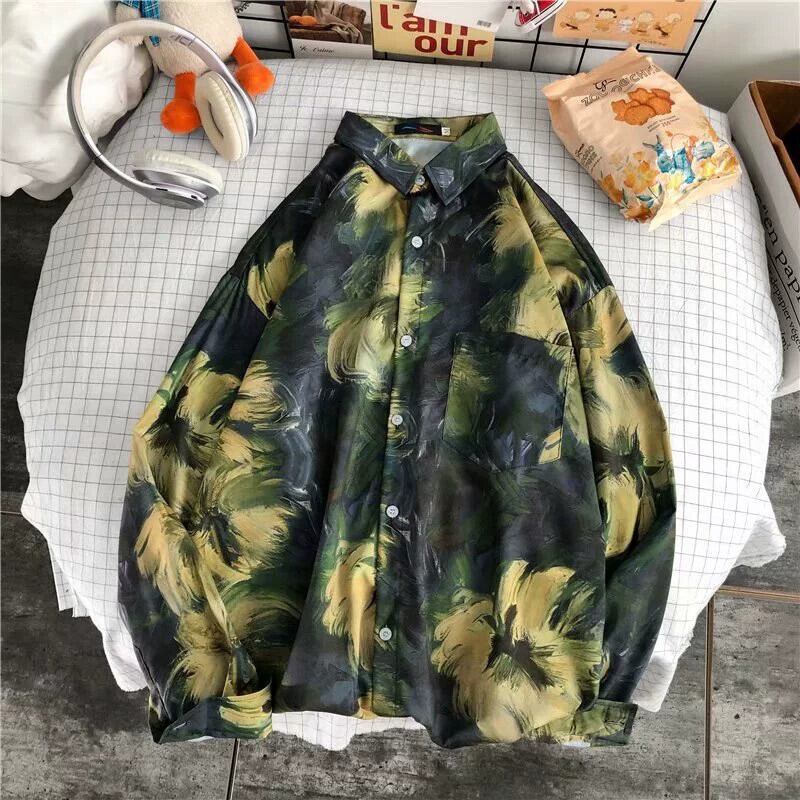 花柄ストライプロングコート