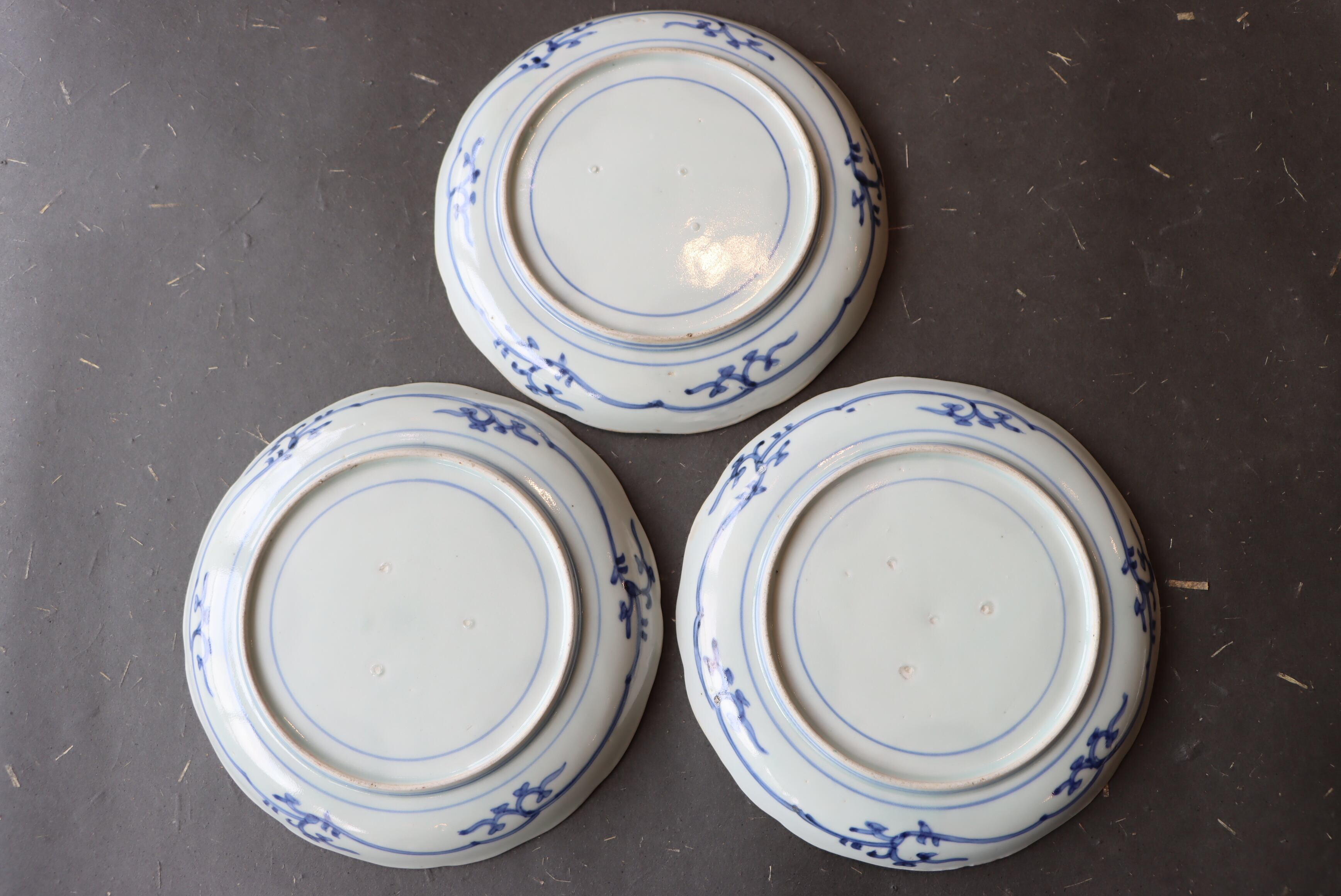古伊万里 色絵 石畳文 中皿 六寸 六枚組 合箱 /Old Imari medium size