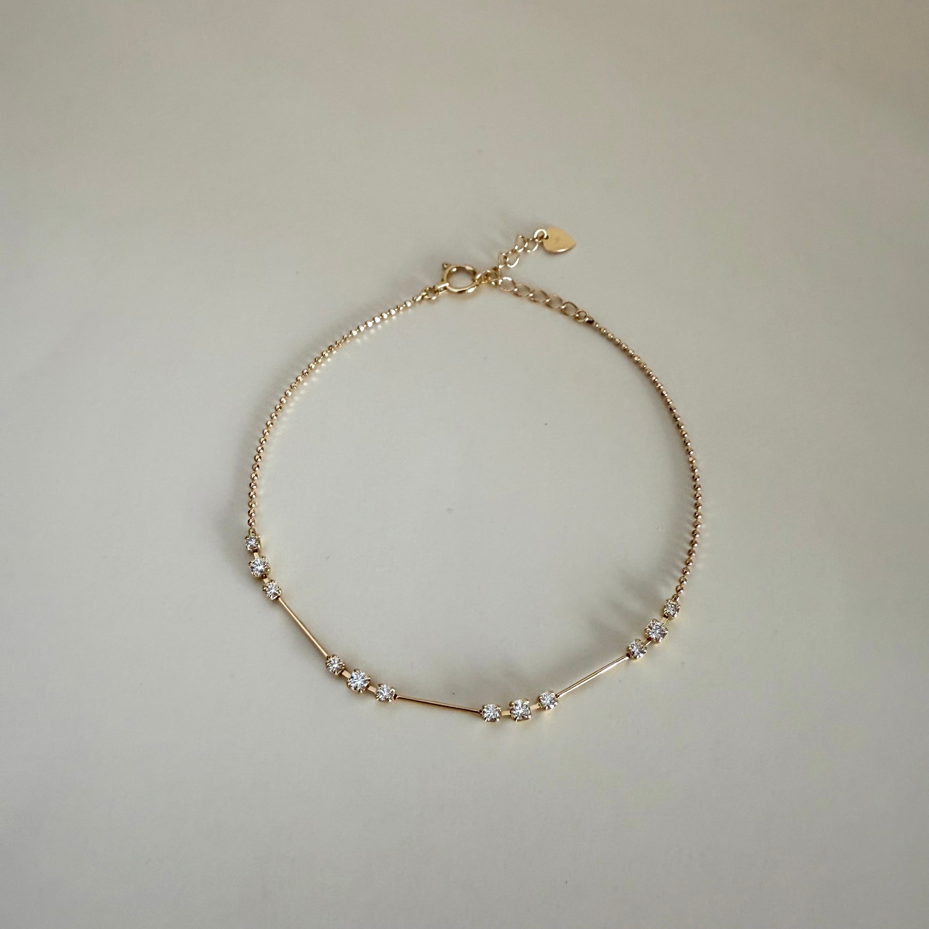 ハート&キューピッドカットダイヤモンド ライン ブレスレット