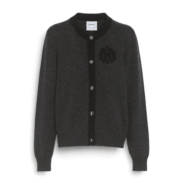 BARRIE　MINI THISTLE CASHMERE CARDIGAN　CHARCOAL