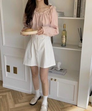 《即納商品》cinnamon mini skirt (ivory / pink)