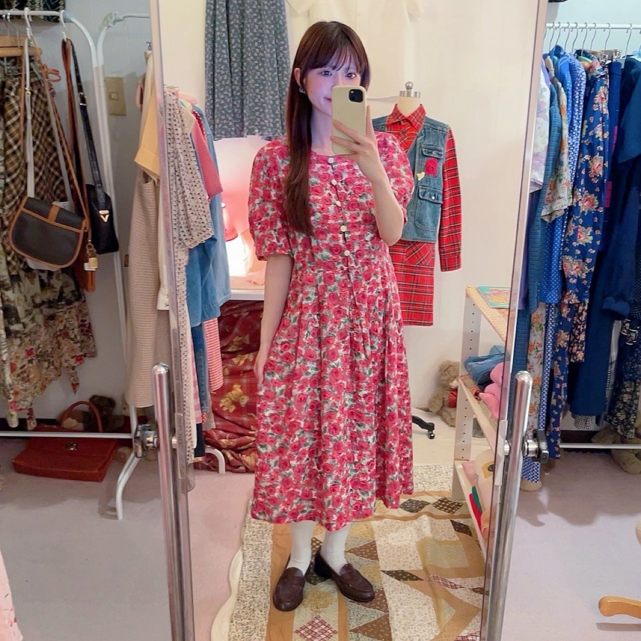 ROBERTA / pink rose garden one-piece