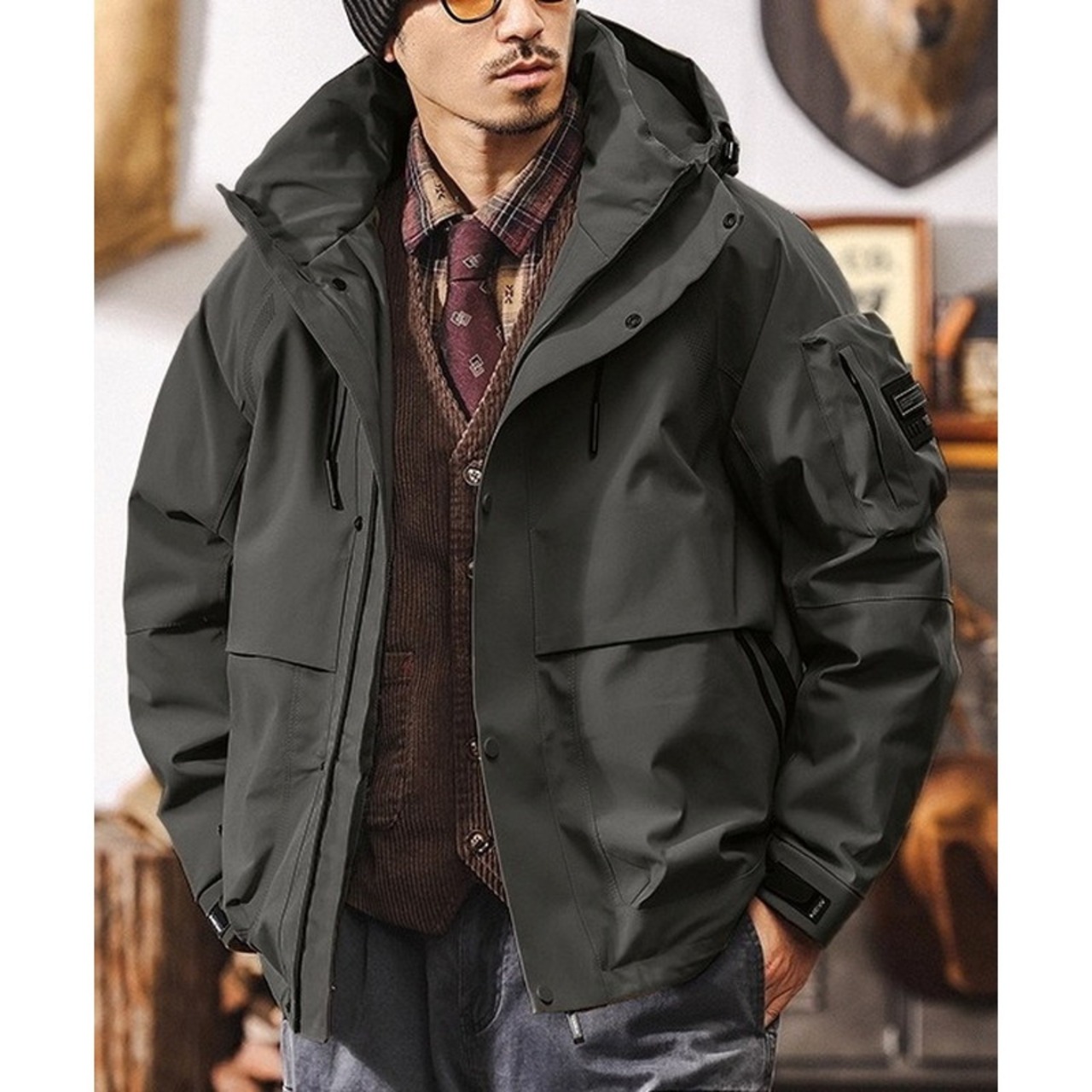 Hooded Zip-Up Waist-Length Down Jacket ◇3color H0935