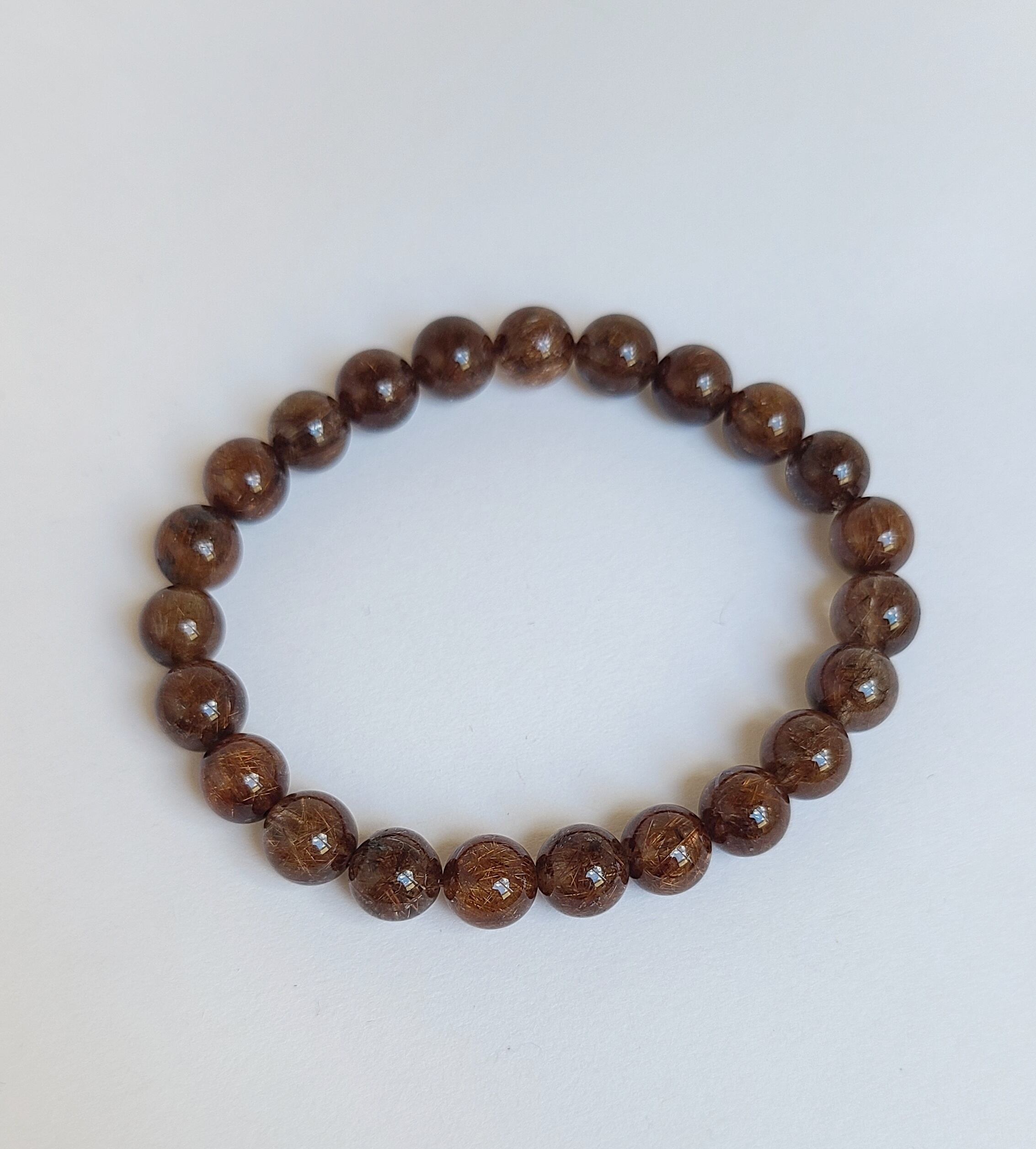 天然石 ブレスレット コーヒールチルクォーツ 11mm 内径17cm コーヒー ルチル イン クォーツ - Coffee Rutile in Quartz - 天然石