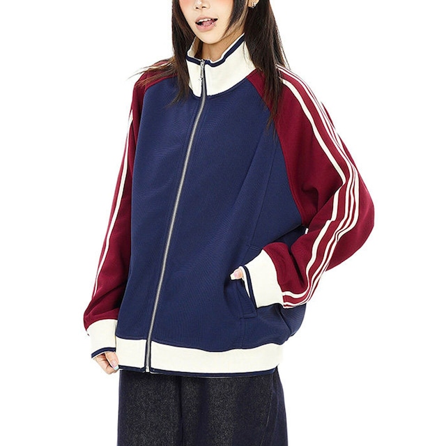 バイカラースリーラインスタンドカラージャケット 2col R02748