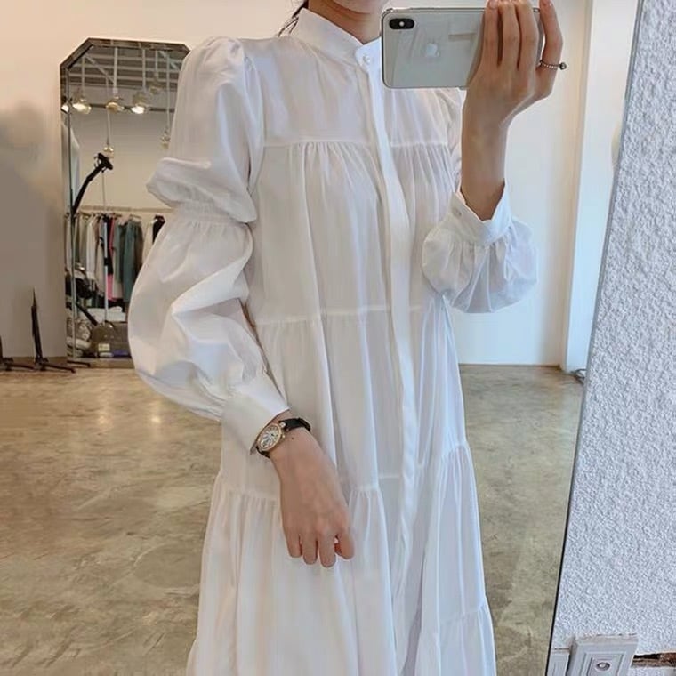 コットン ティアード ロングワンピース | Faboutique