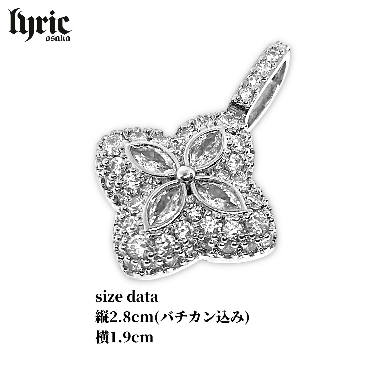 3mm 40〜60cm Clover motif pendant luxury tennis necklace silver clear