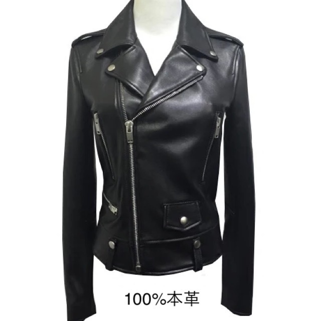 100％本革本皮、柔らかくて暖かい羊皮ライダースジャケット女性用 