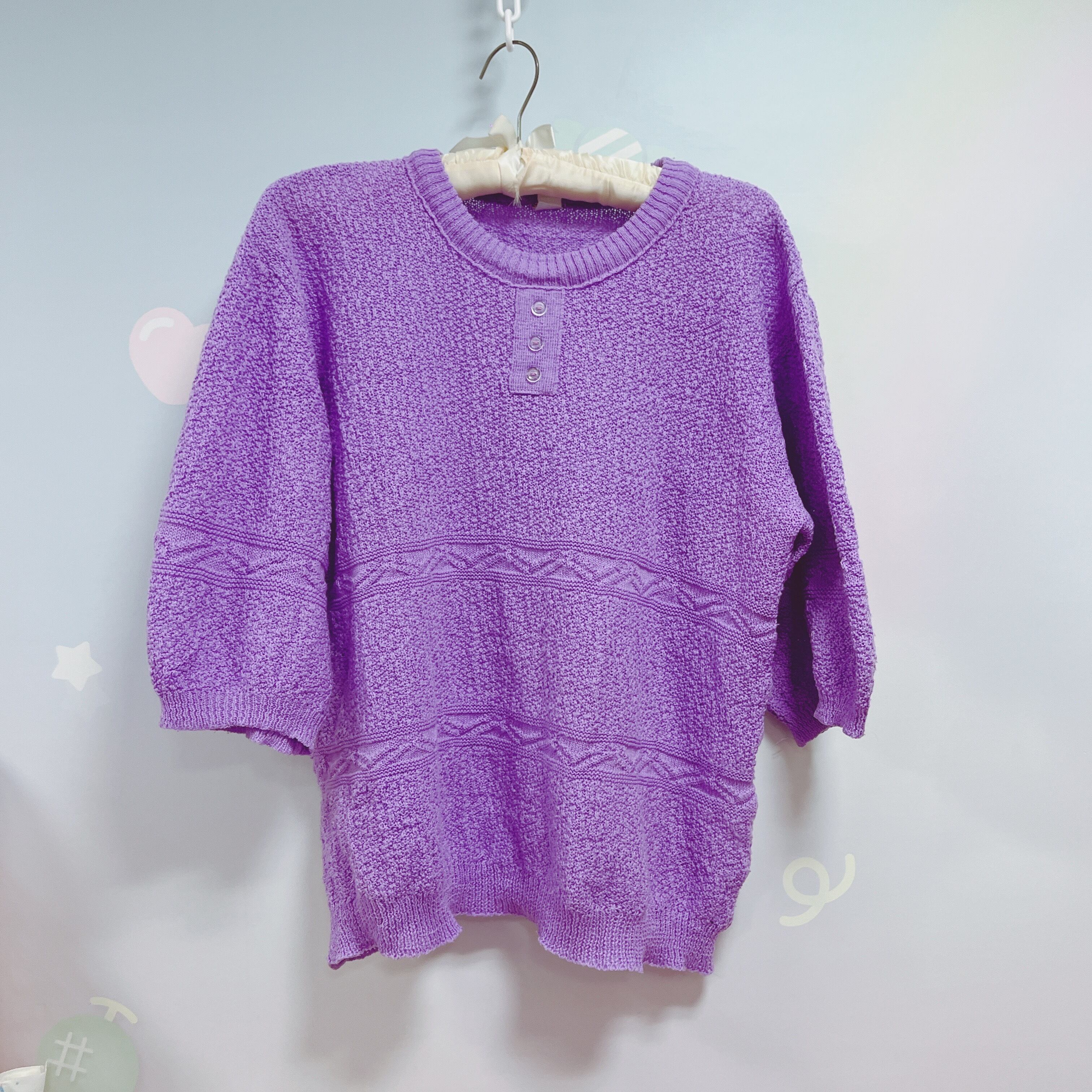 ♡vintage ラッチフック白猫ラグランスウェット USA古着 spank♡ ♡vintage ラッチフック白猫ラグランスウェット USA古着 spank♡