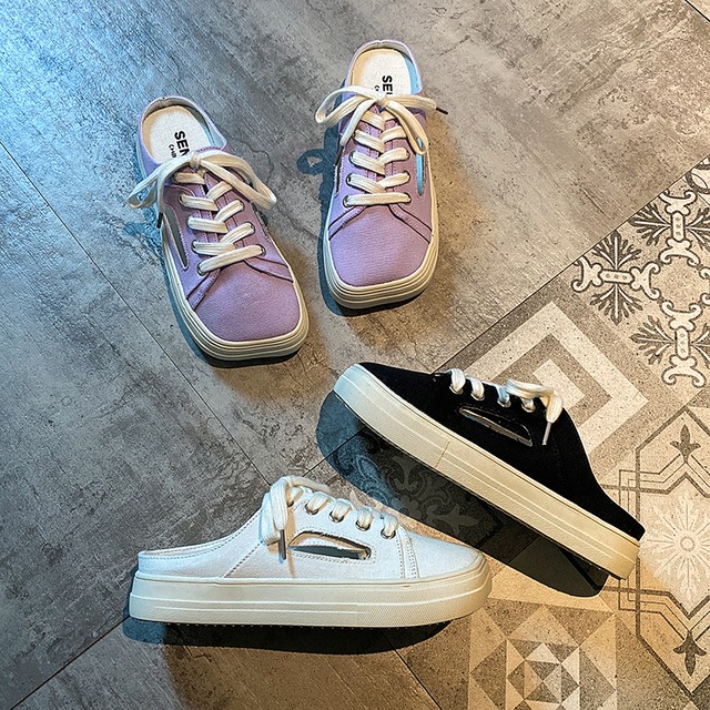 ミュールサマーブラックレッド レース 靴 シューズ 夏物 レースアップ フェイクシューズ66947238664