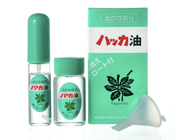 北見ハッカ セット｜ハッカ油10ml スプレー ・ 詰め替え 20mlロート付き