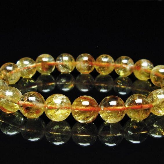 シトリン ブレスレット 虹入り 10mm シトリンクォーツ ブレス メール便可 一点物 111-50366