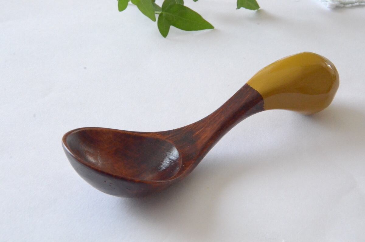 木曽ひのき ぷっくりスプーン【つや仕上げ】smoky yellow