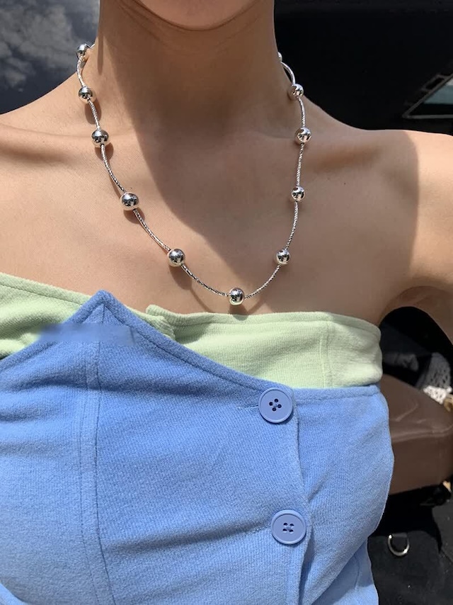 silver ball necklace【202320317】