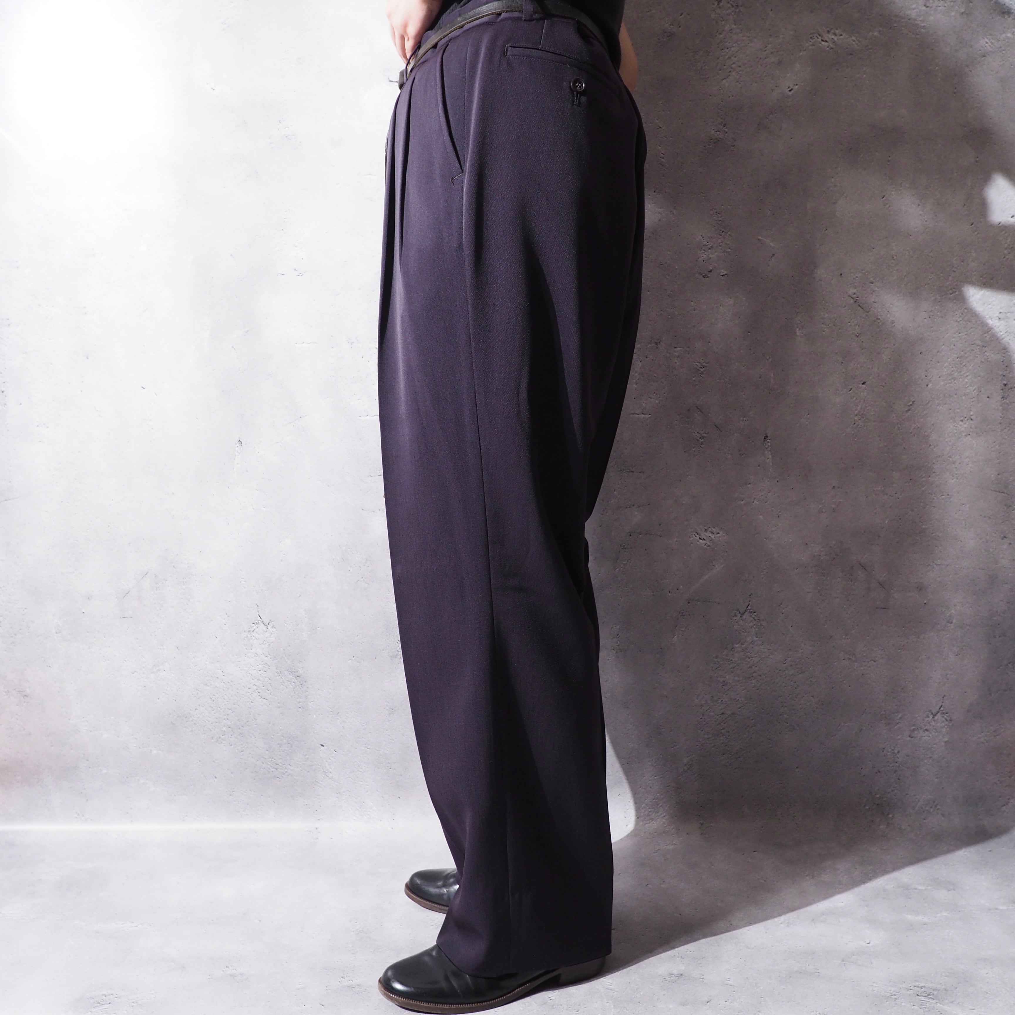 1990s Beautiful purple color vintage wide two tuck slacks pants