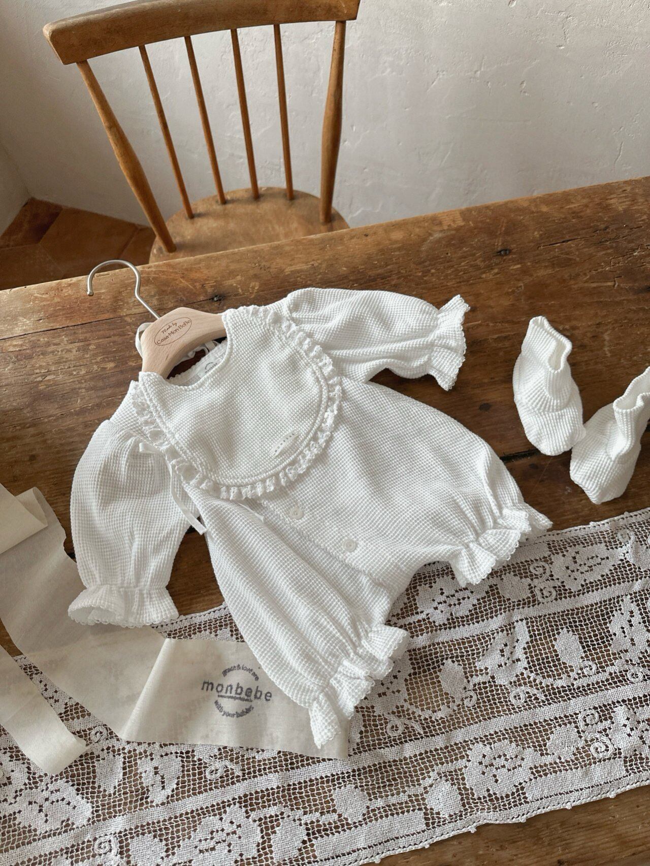 waffle glory suit/handmade cotton bonnet