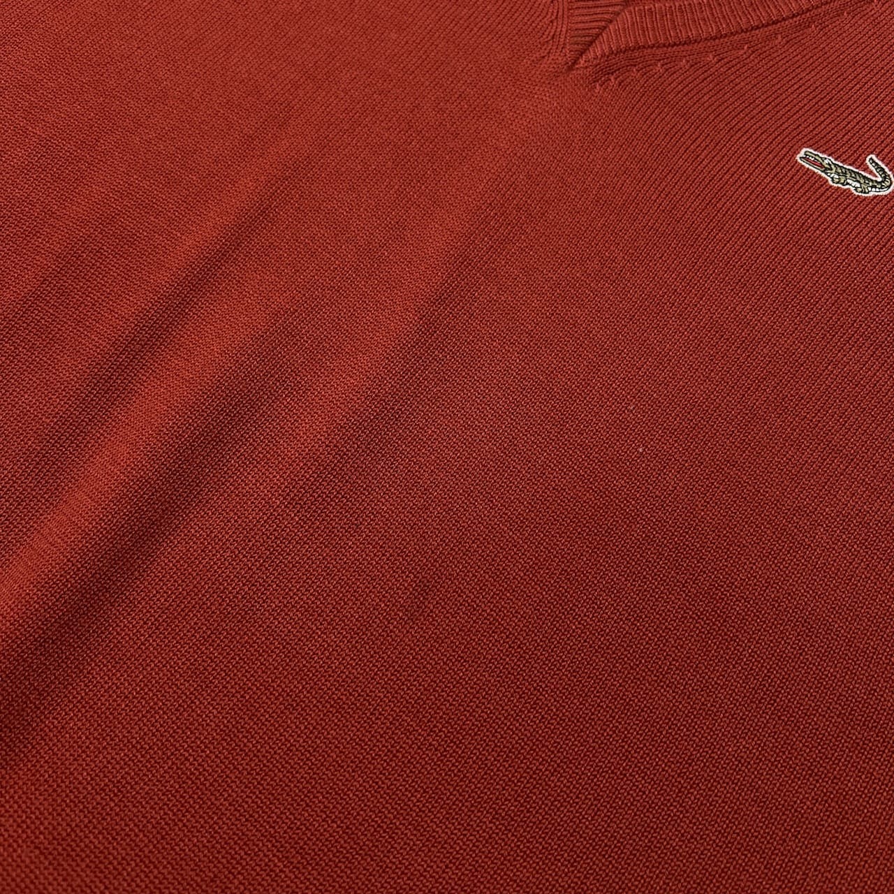Crocodile クロコダイル ワンポイント刺繍 Vネック ウールニット ベスト サイズ LL /メンズ/テラコッタ系