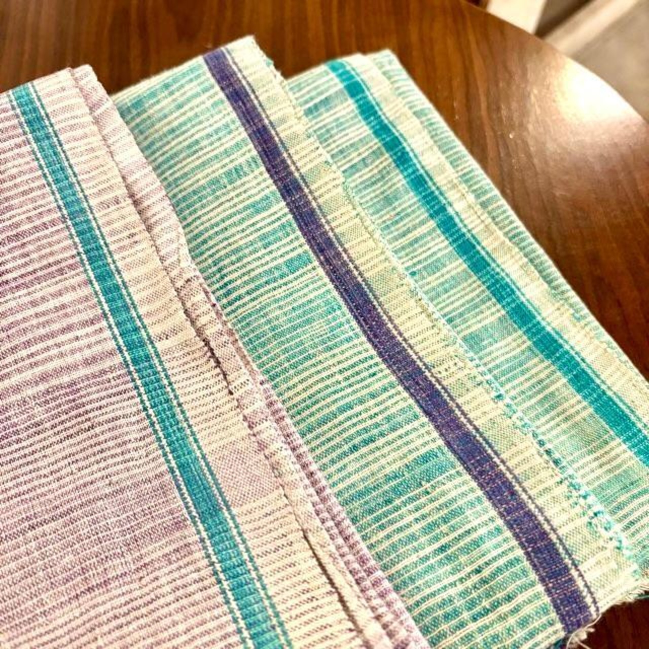 India Khadi Cotton Towel The Fabric of Freedom 3 Types Indian Khadi Cotton Towel 110 x 240 cm (3 Types) Green, Green x Purple, Purple x Green