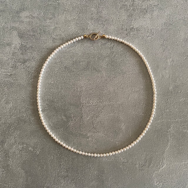 白【2.5〜3mm 35.5㎝】淡水ベビーパール チョーカーネックレス セミラウンド