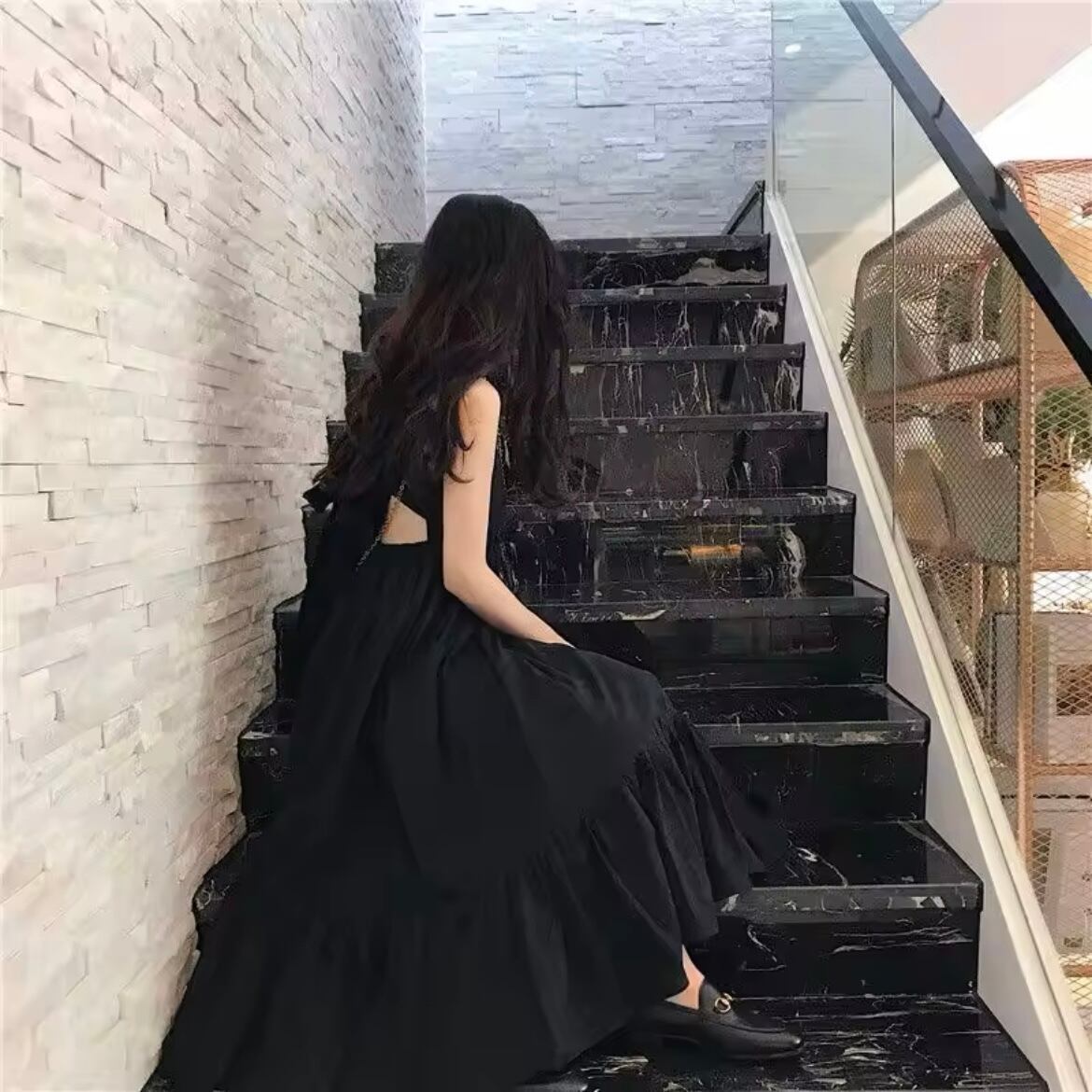 ロングフレアバックリボンサマードレス